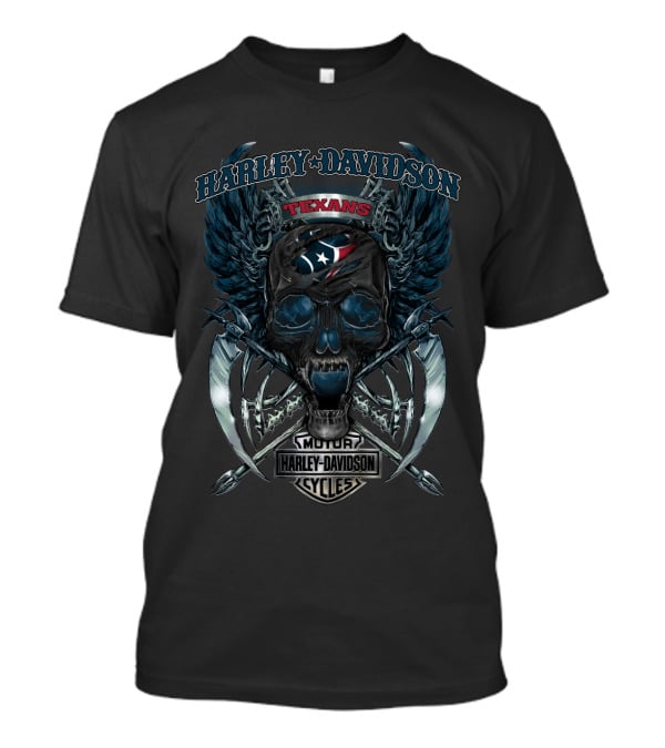 Harley Davidson Texans Skull Wings T-Shirt