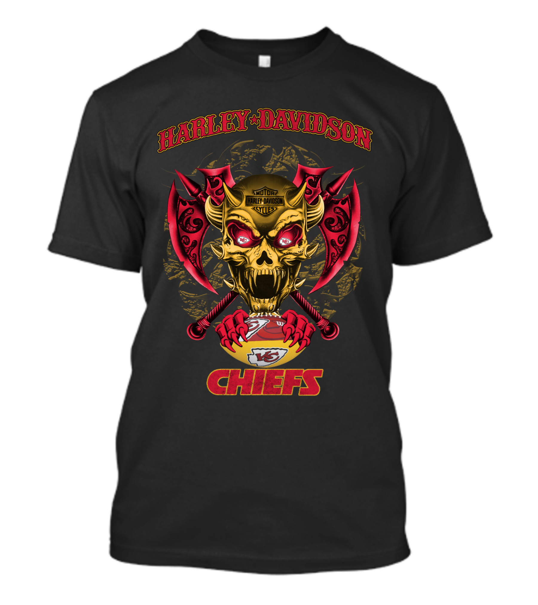 Harley Davidson Kansas City Chiefs Skull Axe T-Shirt
