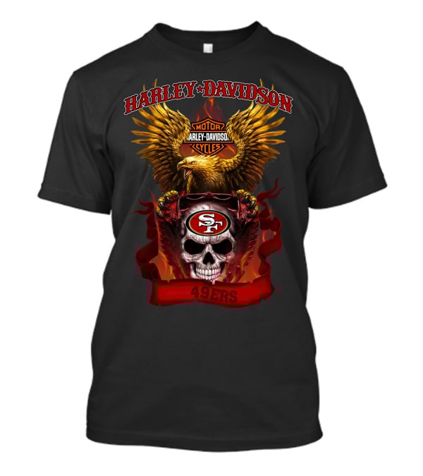 Harley Davidson 49ers Motorcycles Sf Skull Eagle T-Shirt