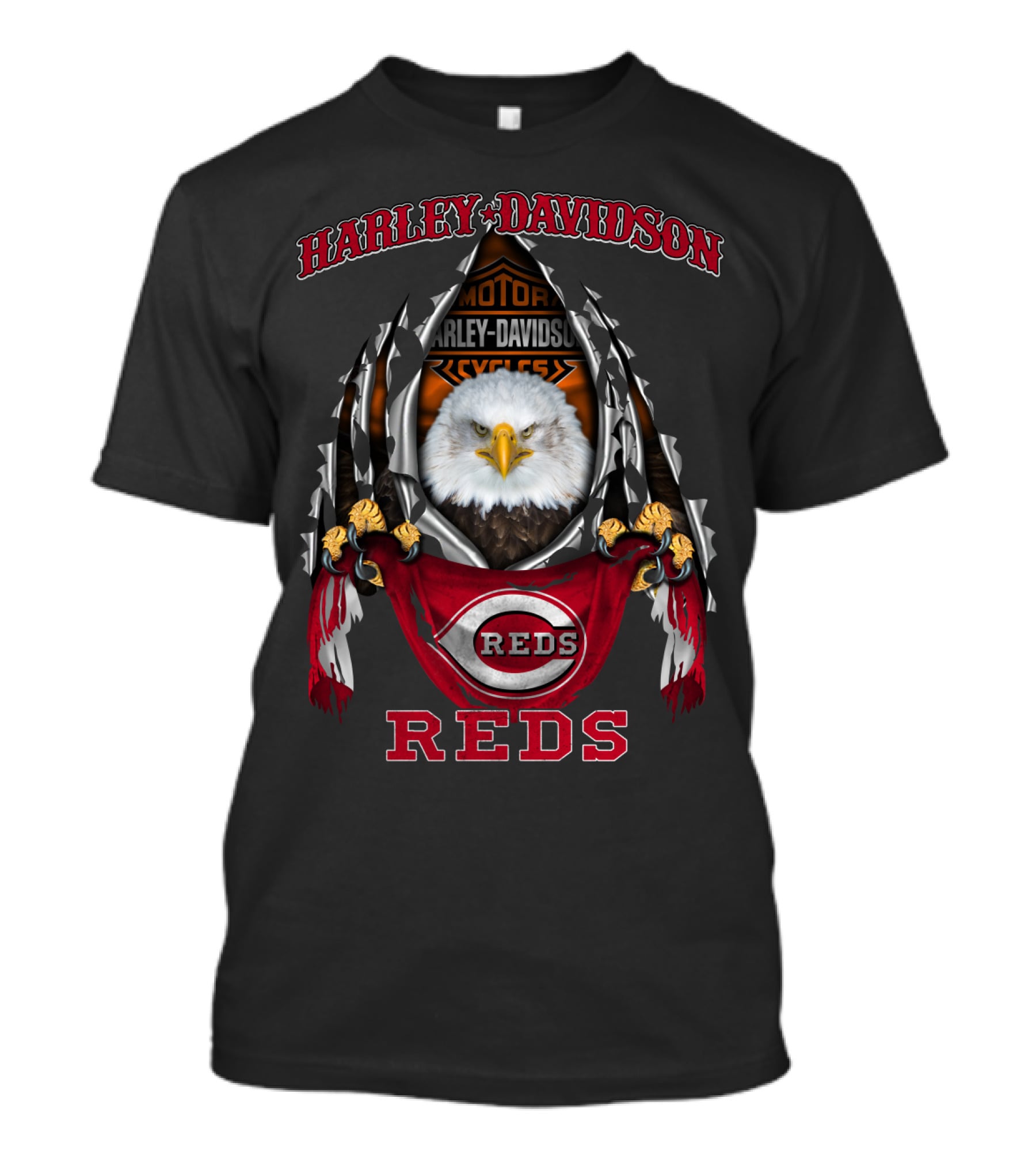 Harley Davidson Motor Cycles Cincinnati Reds Eagle T-Shirt