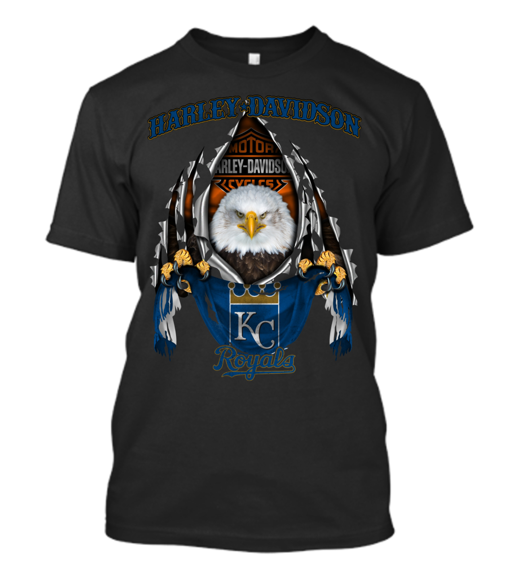Harley Davidson Kc Royals Bald Eagle Motorcycles T-Shirt