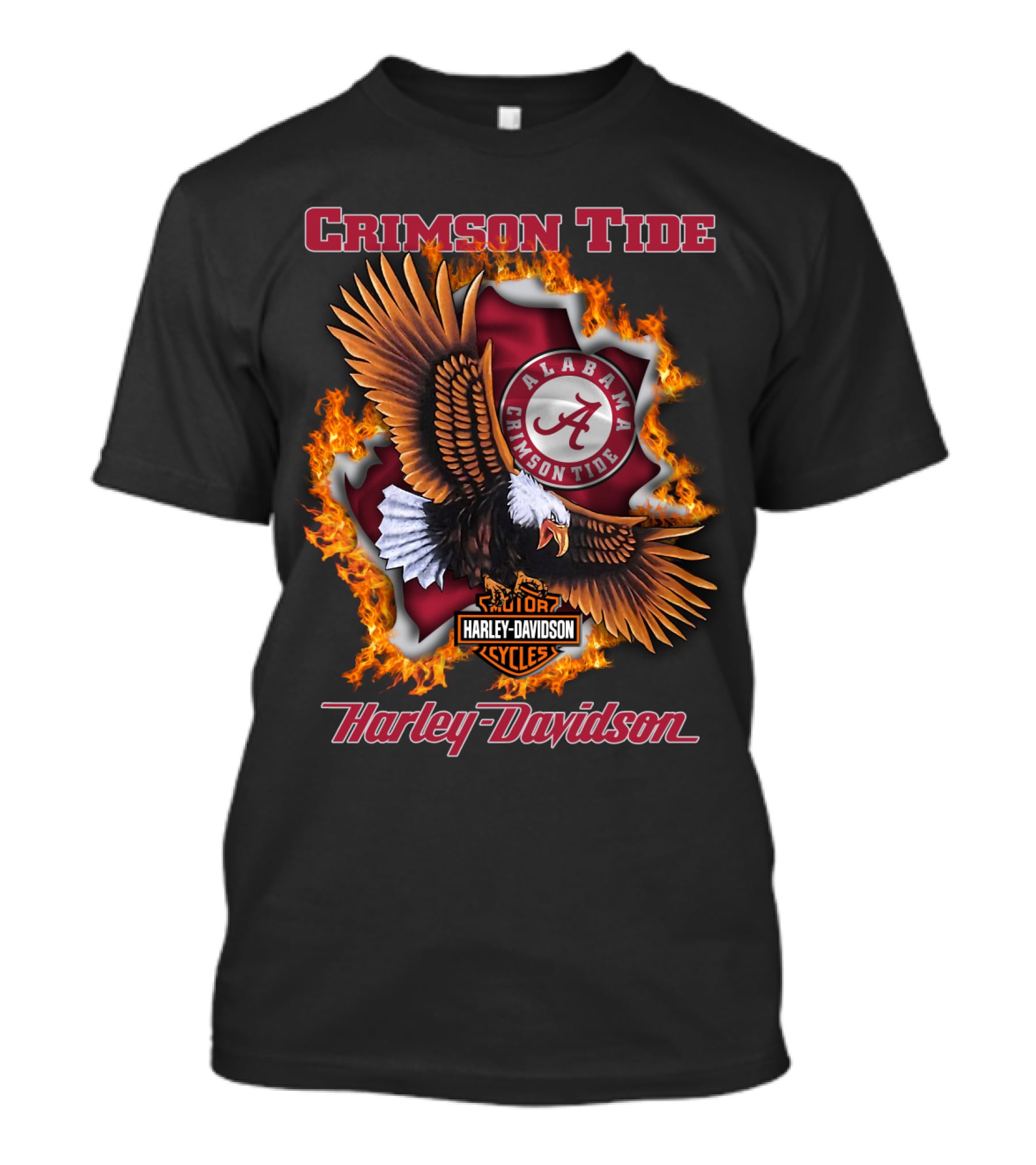 Crimson Tide Alabama Crimson Tide Harley Davidson Cycles Eagle Flame T-Shirt
