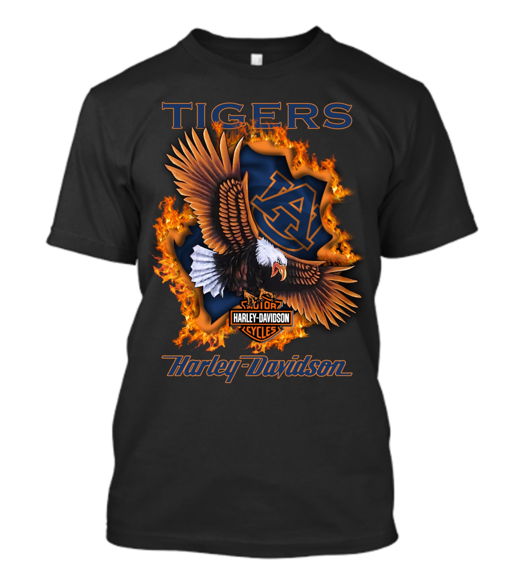 Harley Davidson Auburn Tigers Ncaa Eagle Fire Symbol T-Shirt