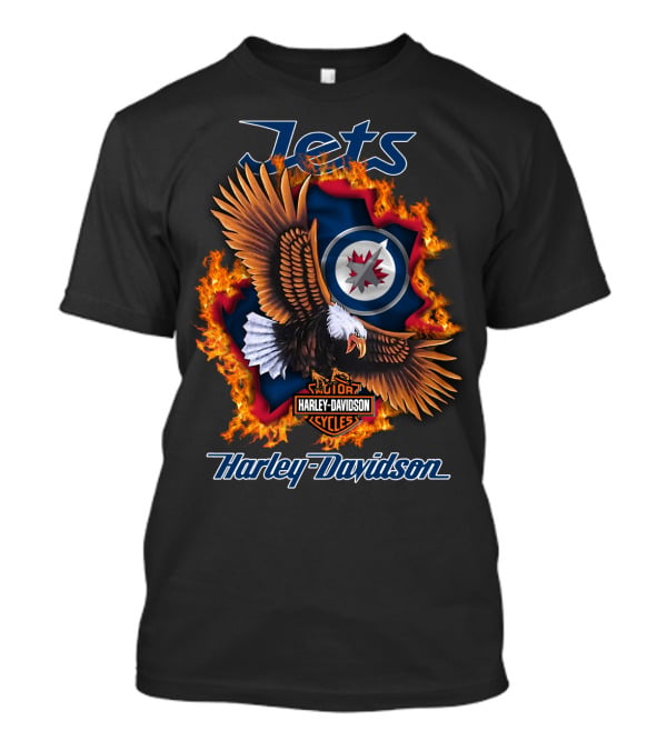 Jets Harley Davidson Winnipeg Nhl Flames Eagle T-Shirt