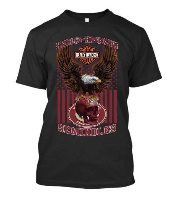 Harley Davidson Motor Cycles Florida State Seminoles Eagle And Skull T-Shirt