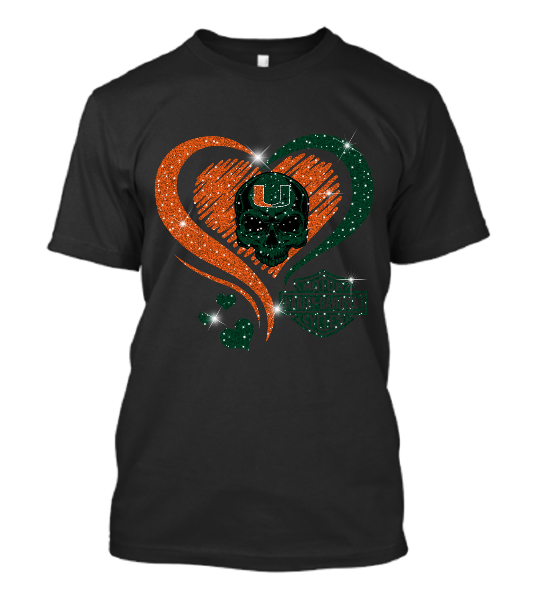 Ncaa Miami Hurricanes Heart Skull T-Shirt