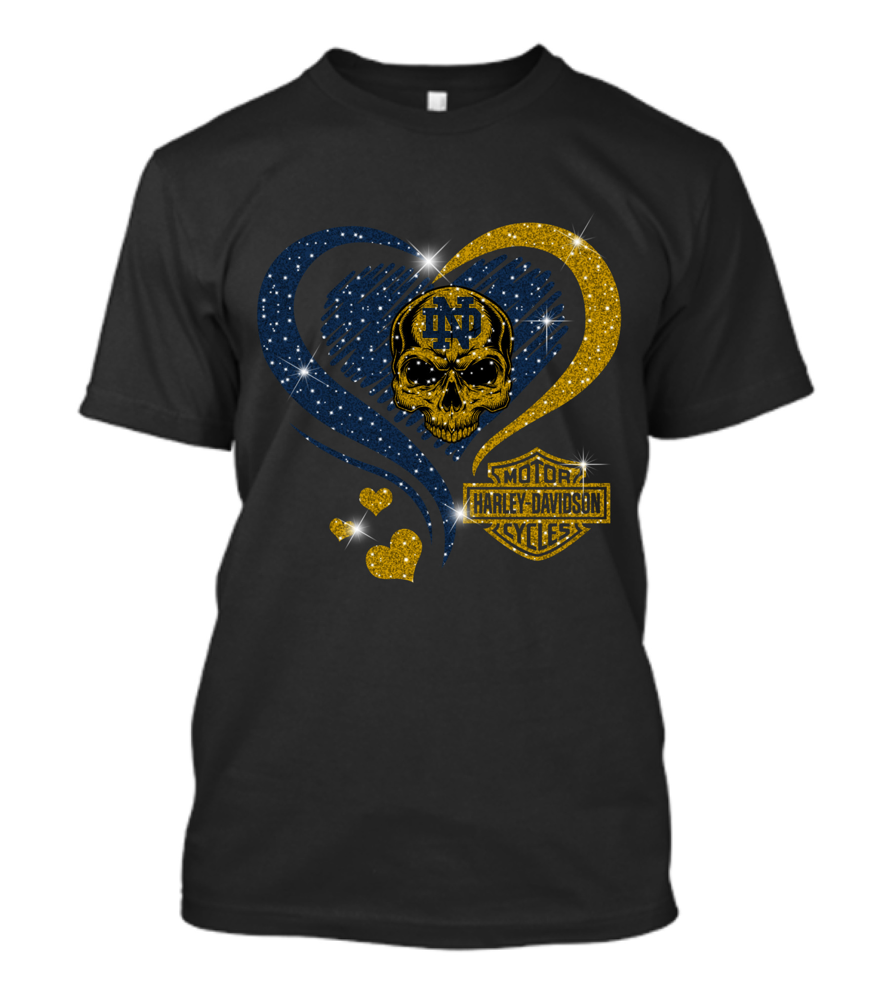 Nd Skull Heart Harley Davidson Motor Cycles Notre Dame Fighting Irish T-Shirt