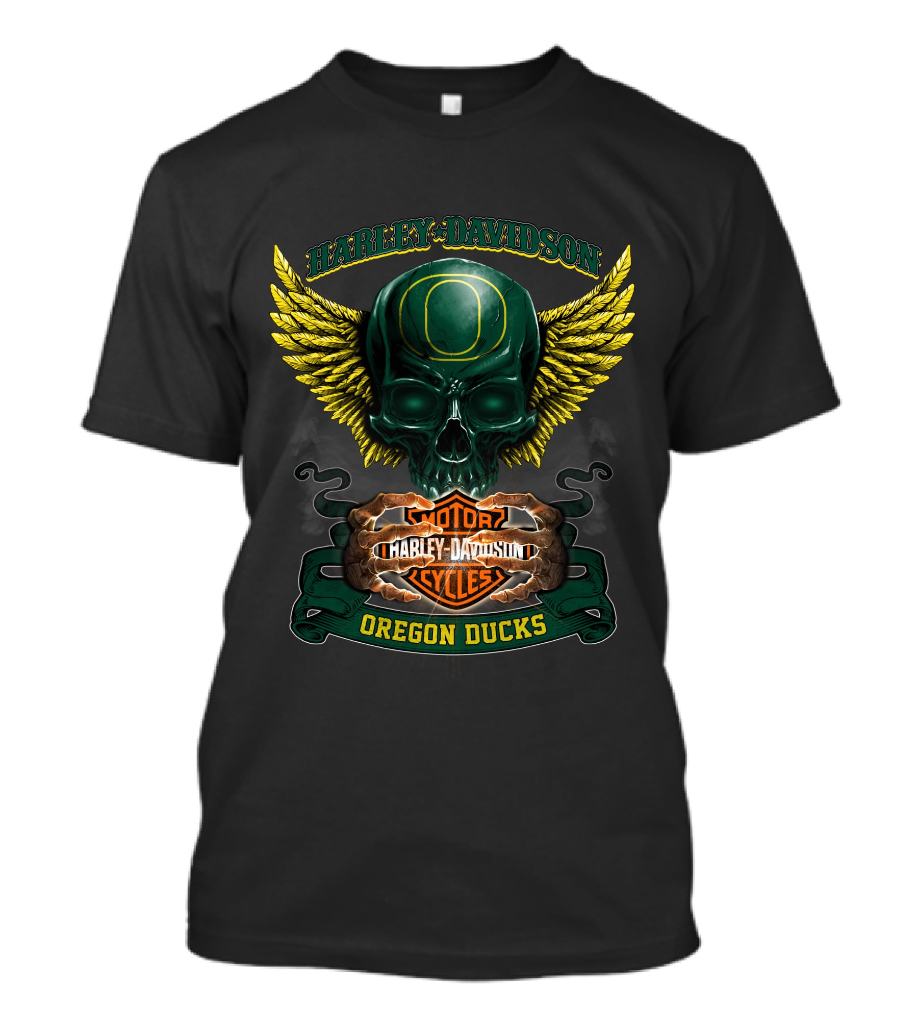 Harley Davidson Oregon Ducks Skull Winged T-Shirt