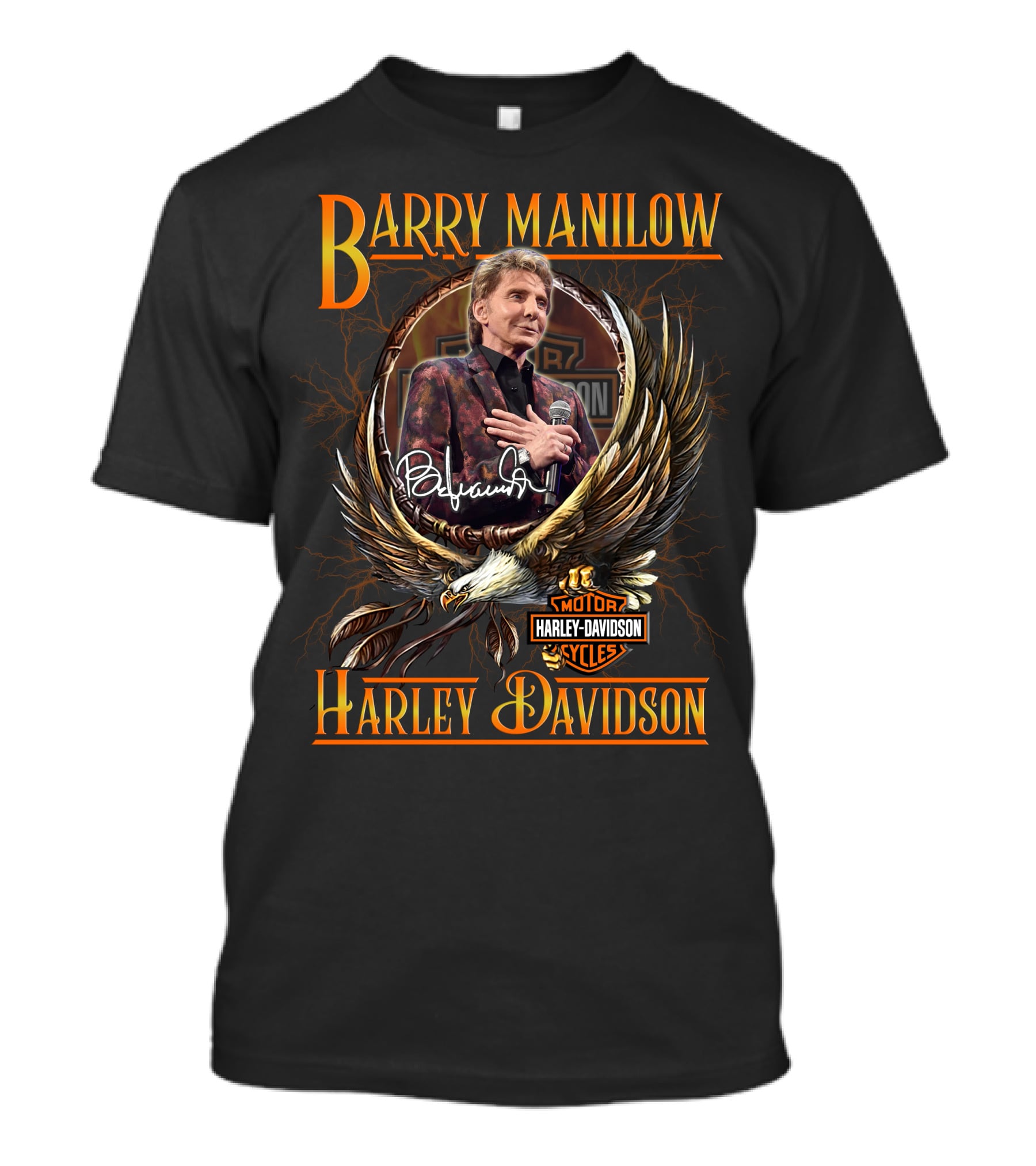 Barry Manilow Harley Davidson Motor Cycles Eagle T-Shirt