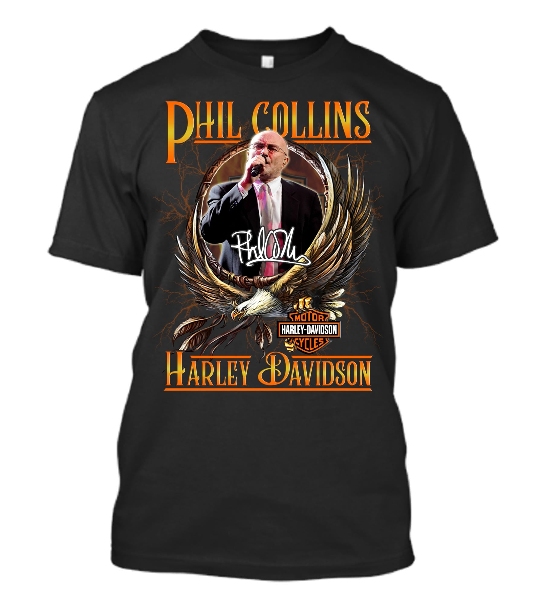 Phil Collins Harley Davidson Motor Cycles Eagle T-Shirt