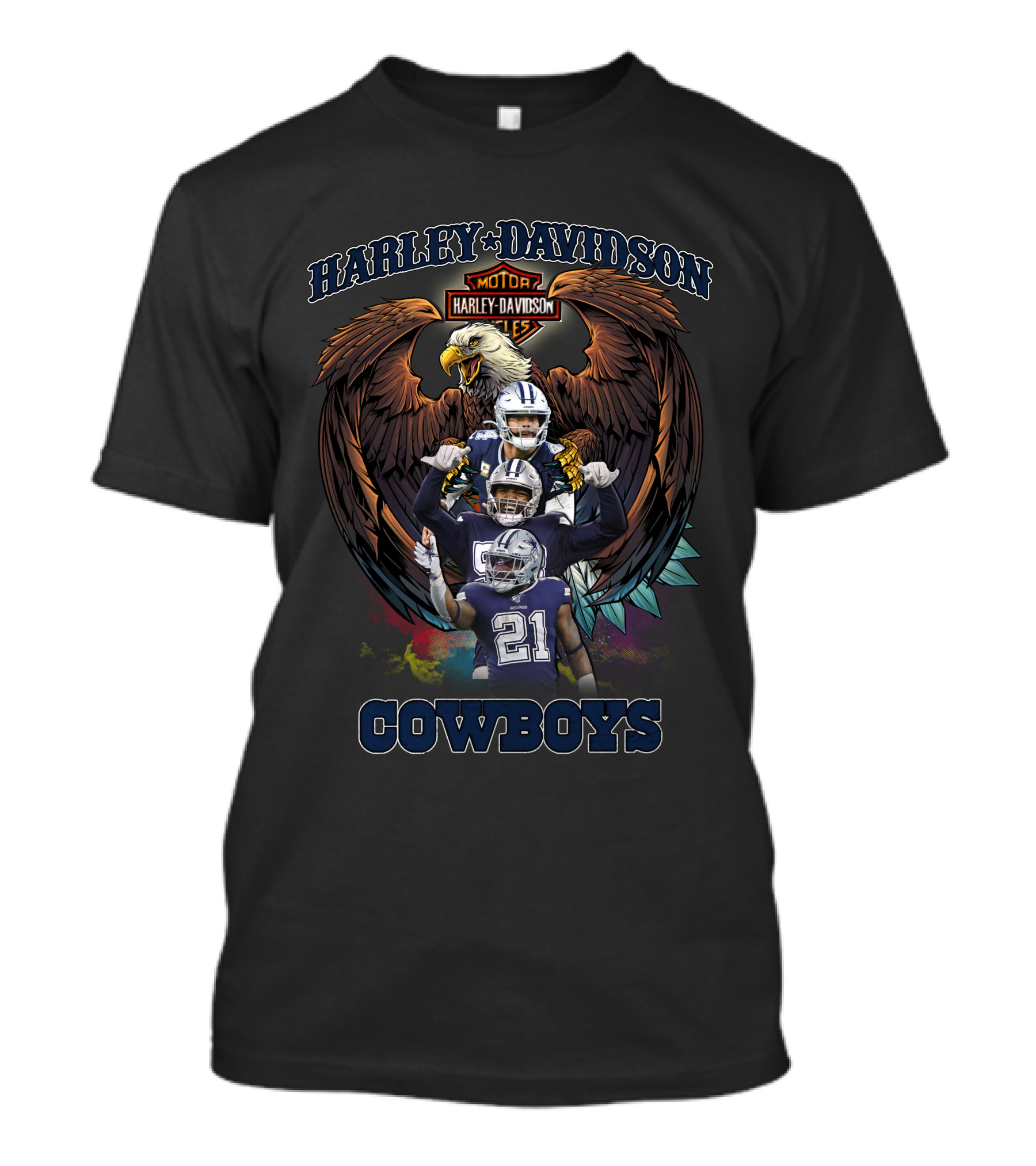 Harley Davidson Dallas Cowboys Football Team With Eagle And Players T-Shirt