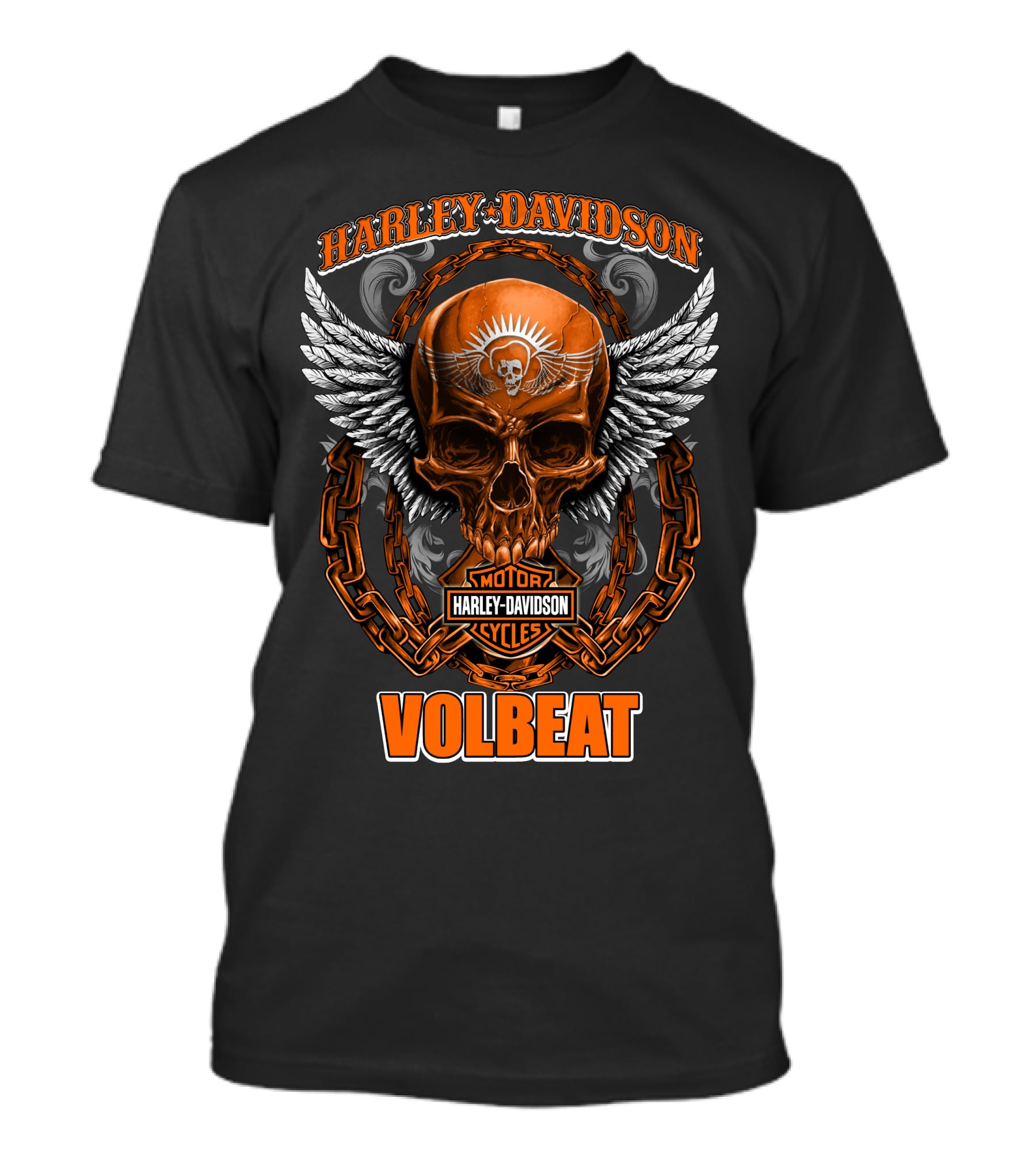 Harley Davidson Volbeat Skull With Wings And Chain T-Shirt