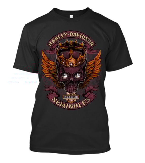 Harley Davidson Seminoles Skull Crown Wings T-Shirt