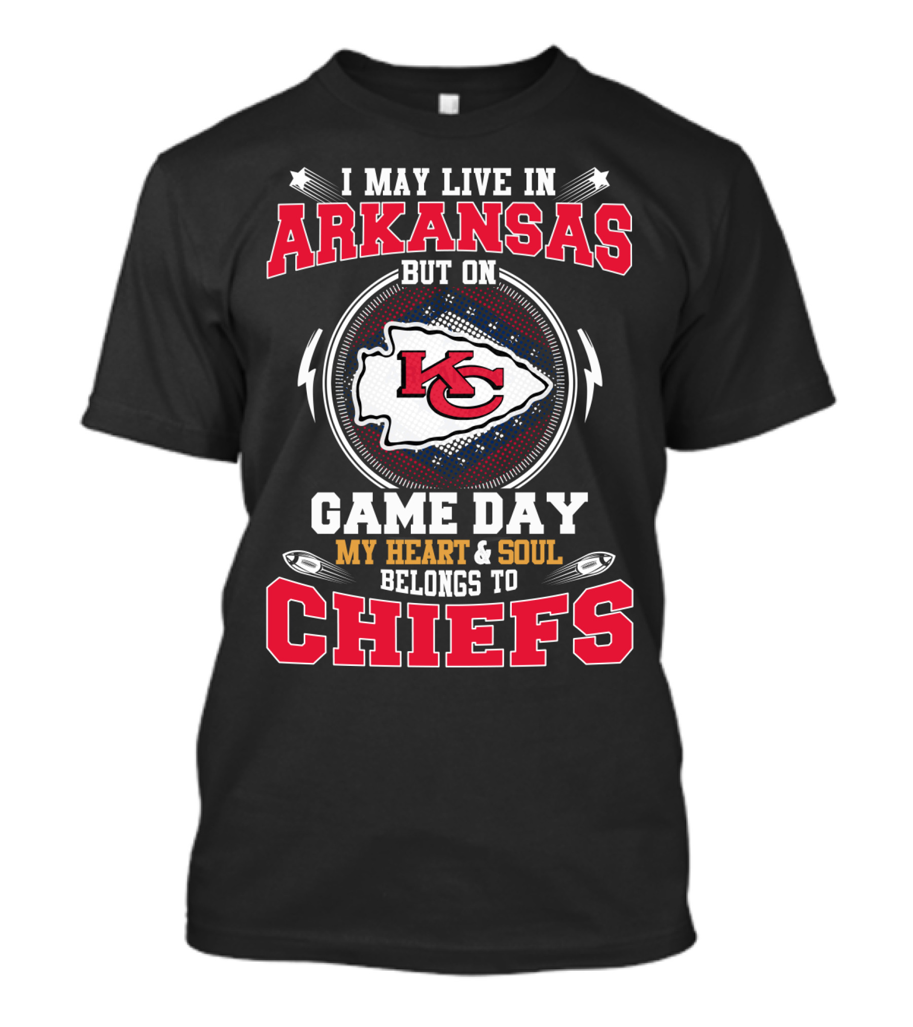 Arkansas Game Day My Heart And Soul Belongs To Chiefs Kc Chiefs T-Shirt