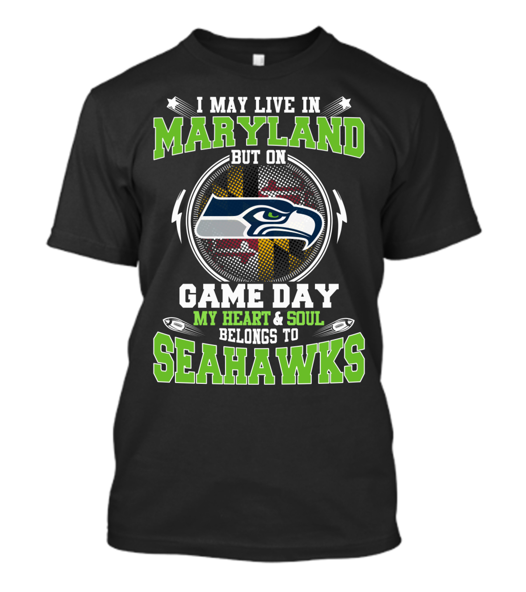 Maryland Game Day Heart And Soul Belongs To Seahawks T-Shirt