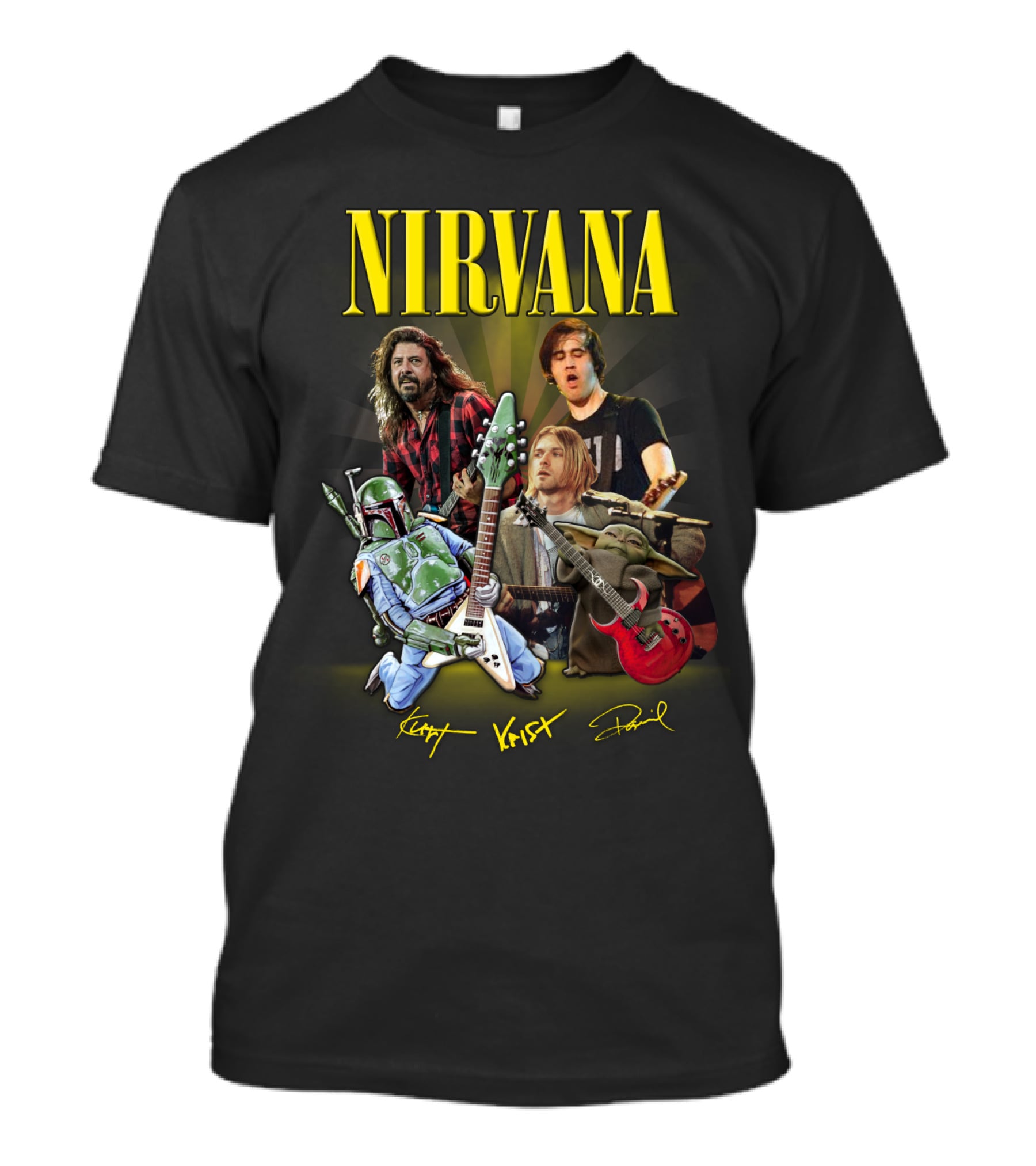 Nirvana Kurt Krist Dave Featuring Star Wars Characters T-Shirt