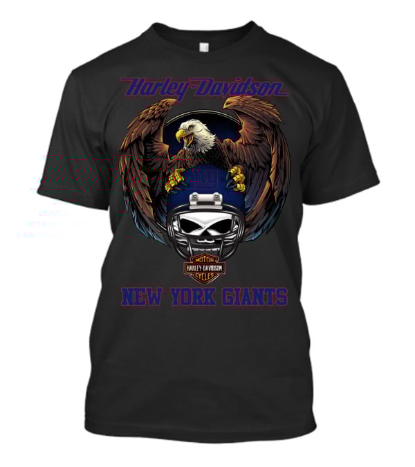 Harley Davidson New York Giants Nfl Nyg Eagle Helmet Motor Cycles T-Shirt