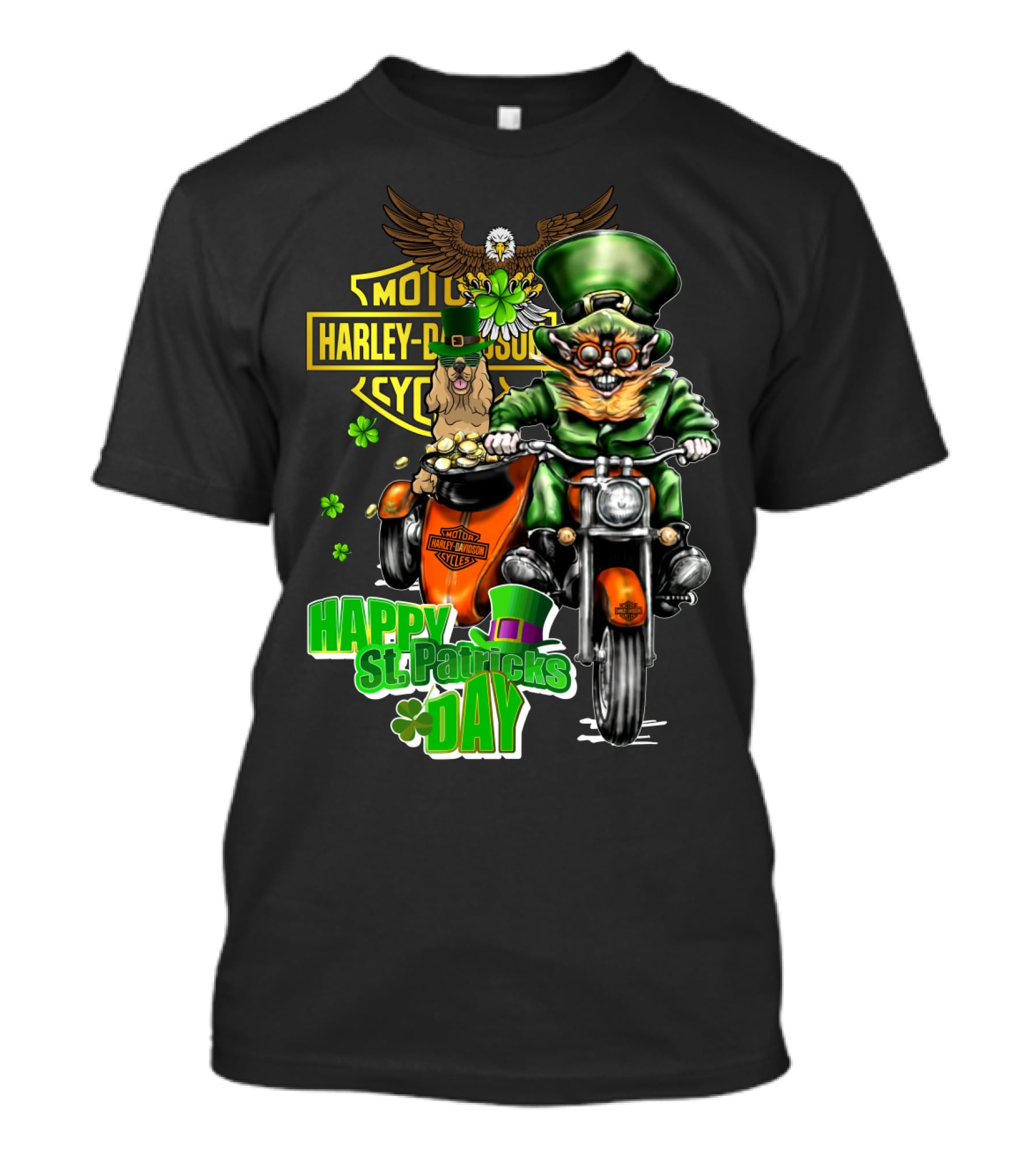 Motor Harley Davidson Cycles Happy St. Patrick's Day Cocker Spaniel T-Shirt