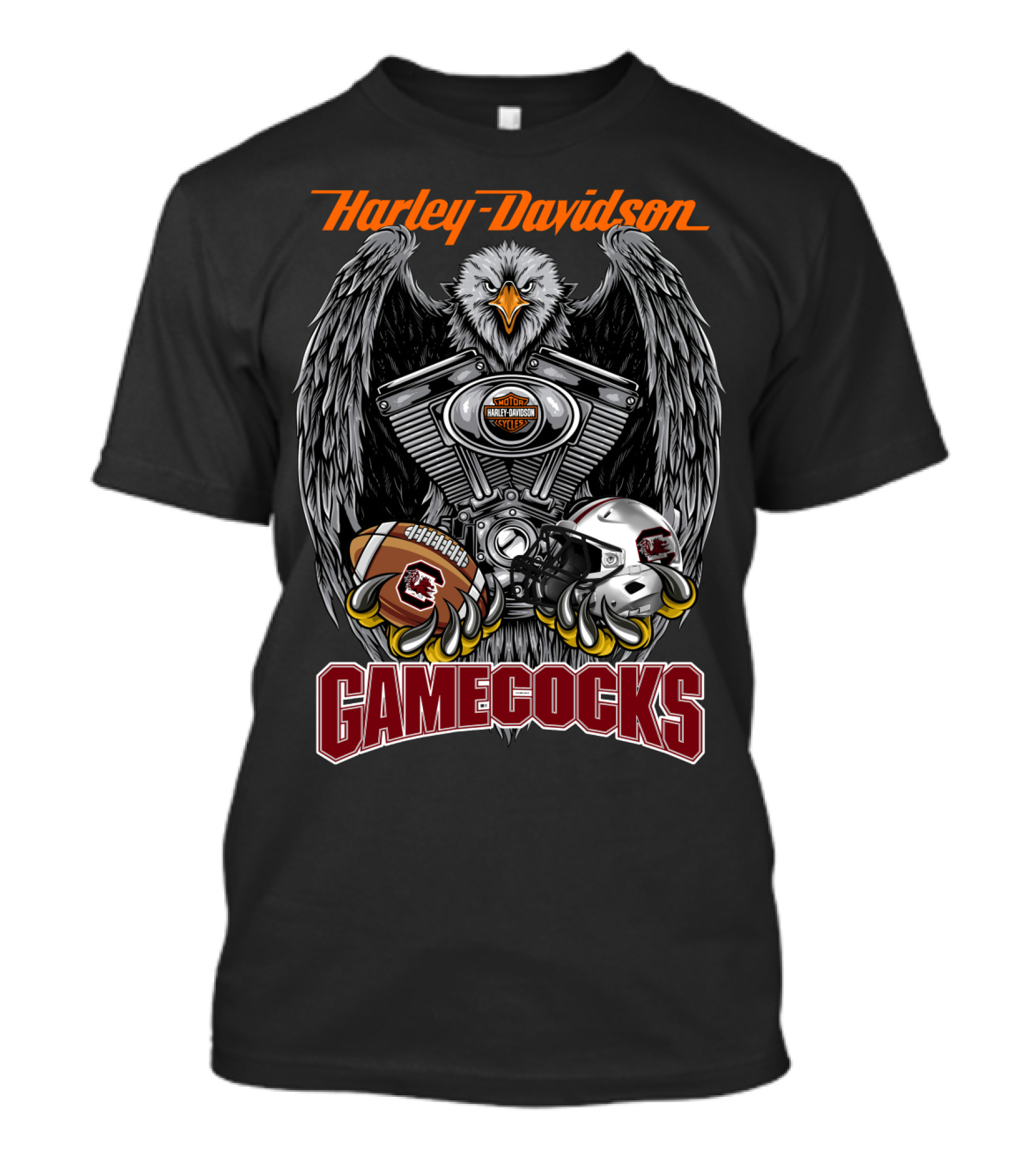 Harley Davidson Gamecocks Ncaa Scg Football Eagle Engine T-Shirt