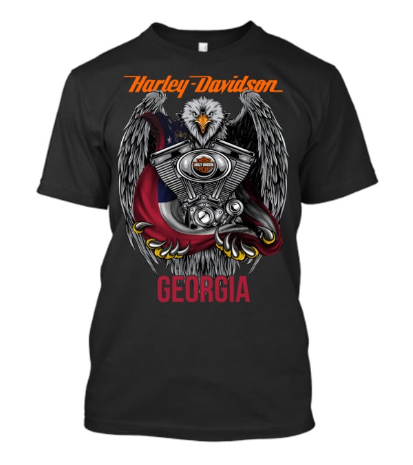 Harley Davidson Georgia Eagle Engine Badge T-Shirt