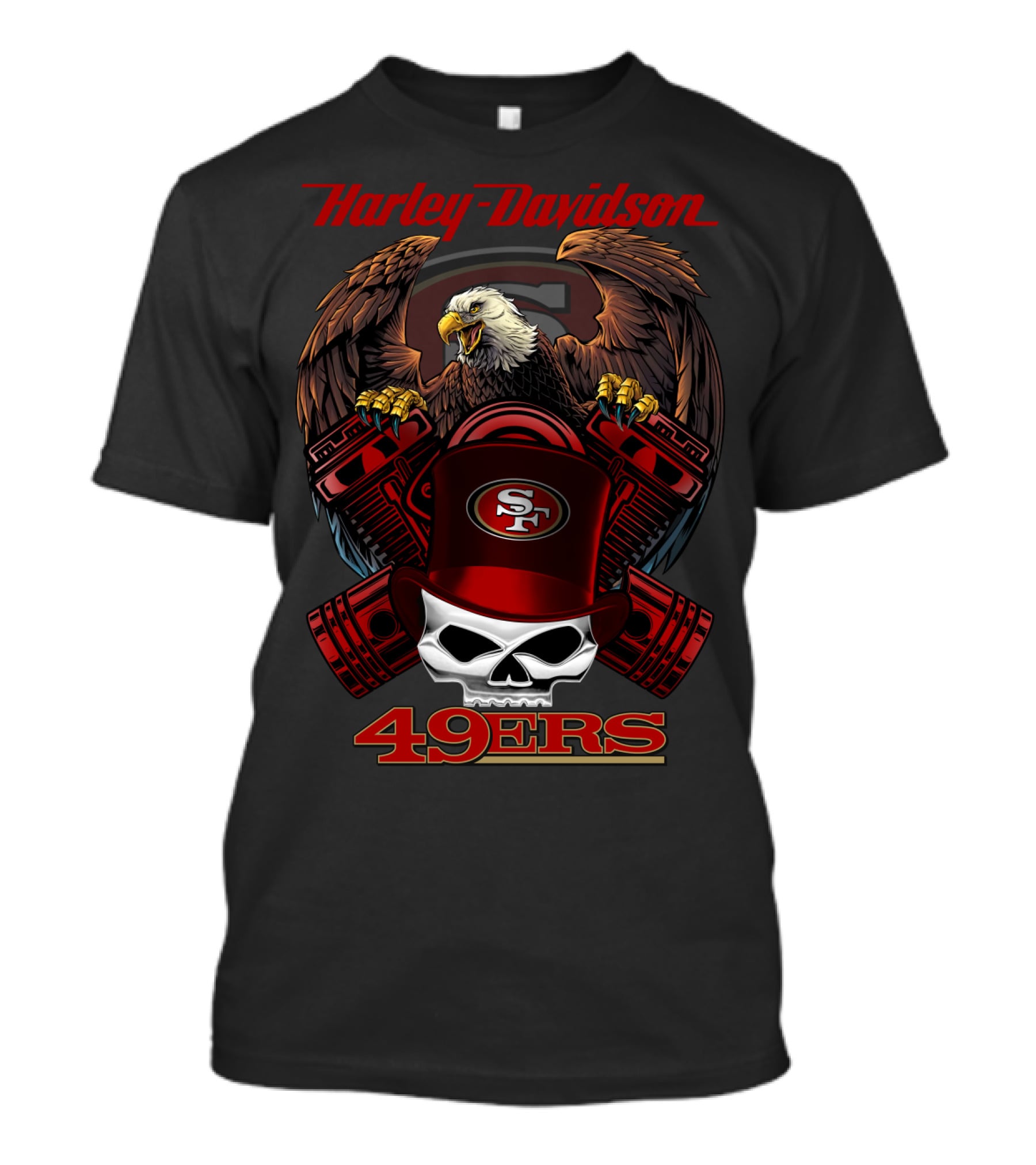 Harley Davidson Sf 49ers Eagle Skull Nfl 49ers T-Shirt