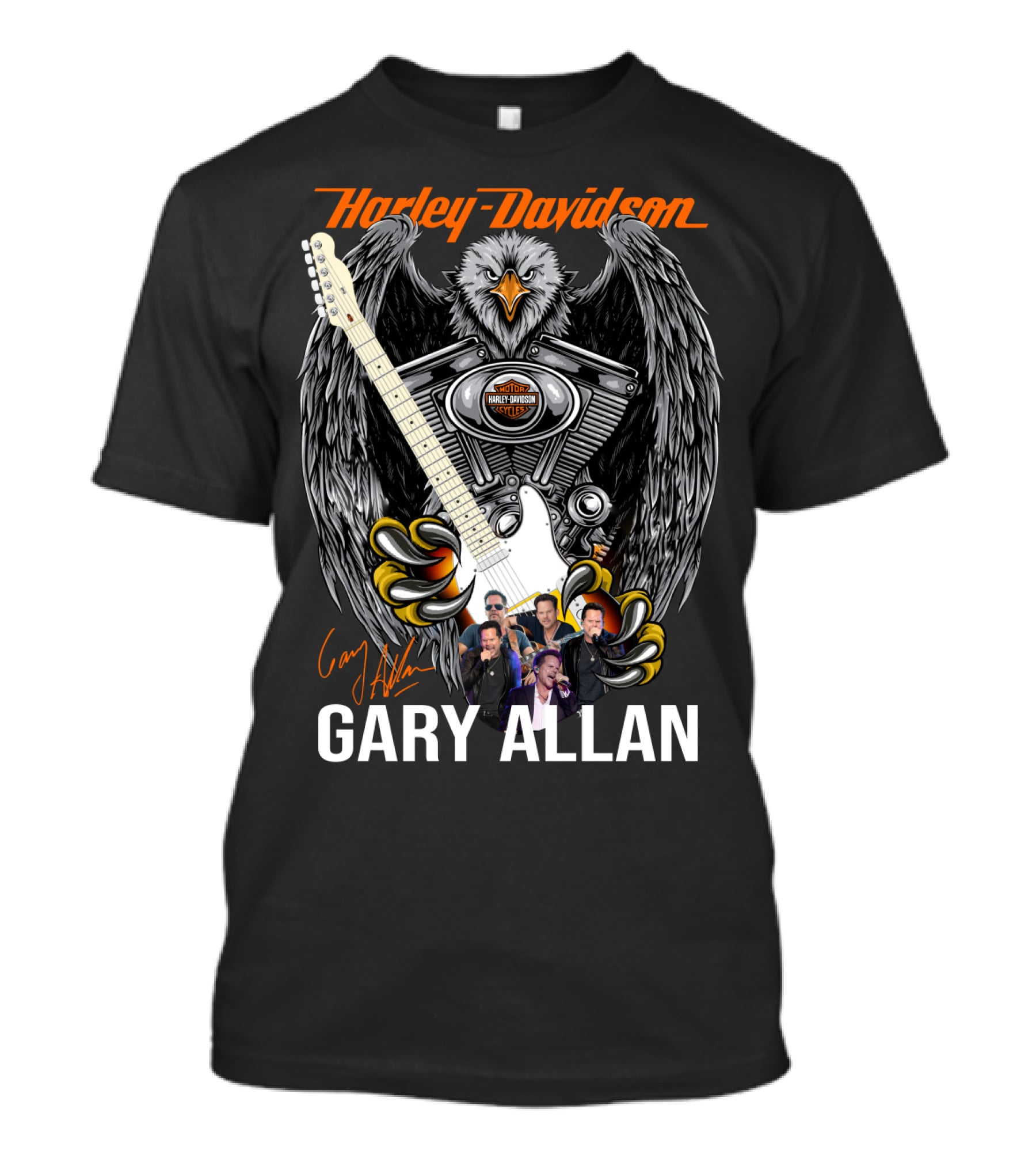Harley Davidson 1903 Eagle Engine Guitar Gary Allan T-Shirt