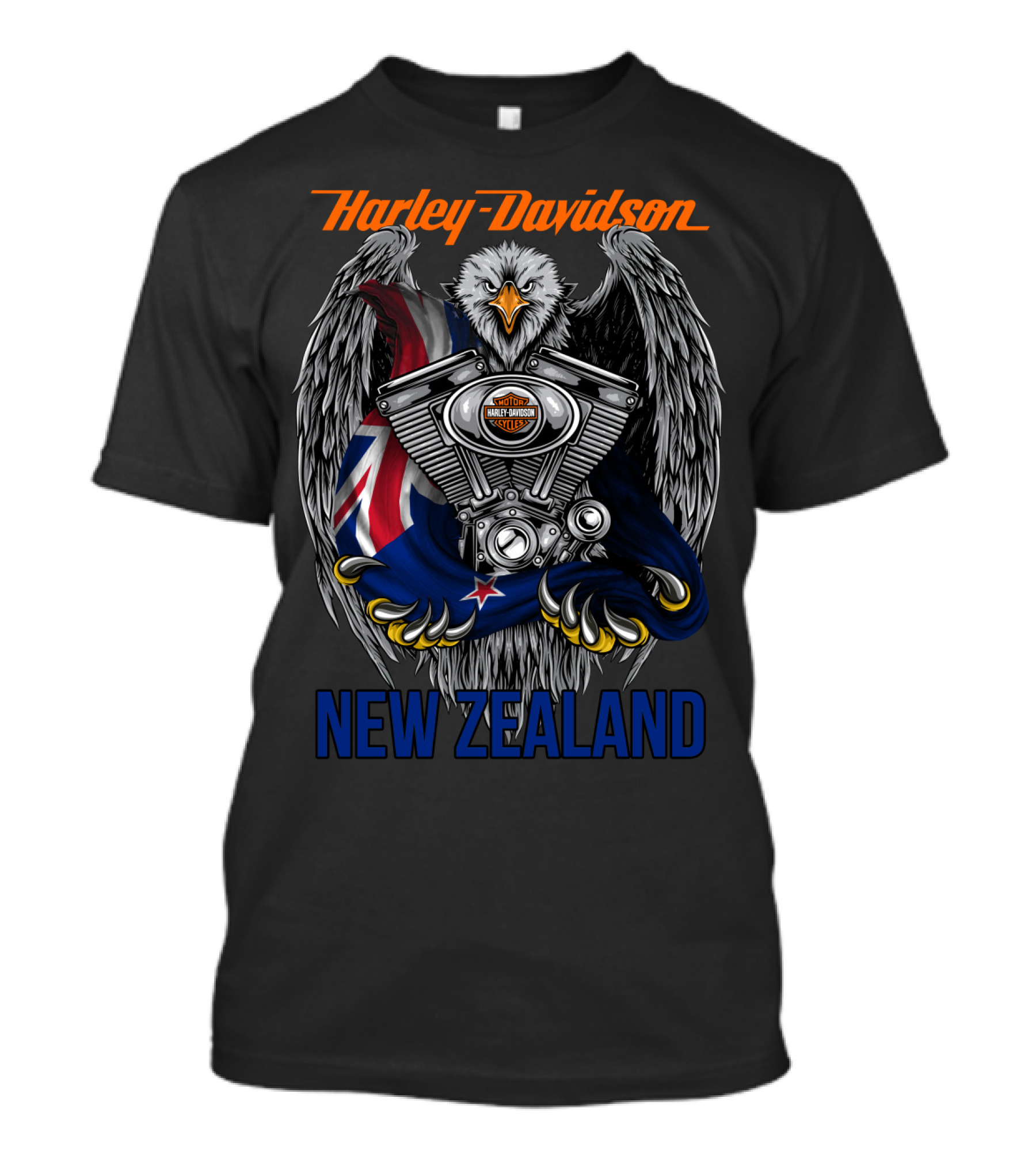 Harley Davidson New Zealand Eagle Engine Flag T-Shirt