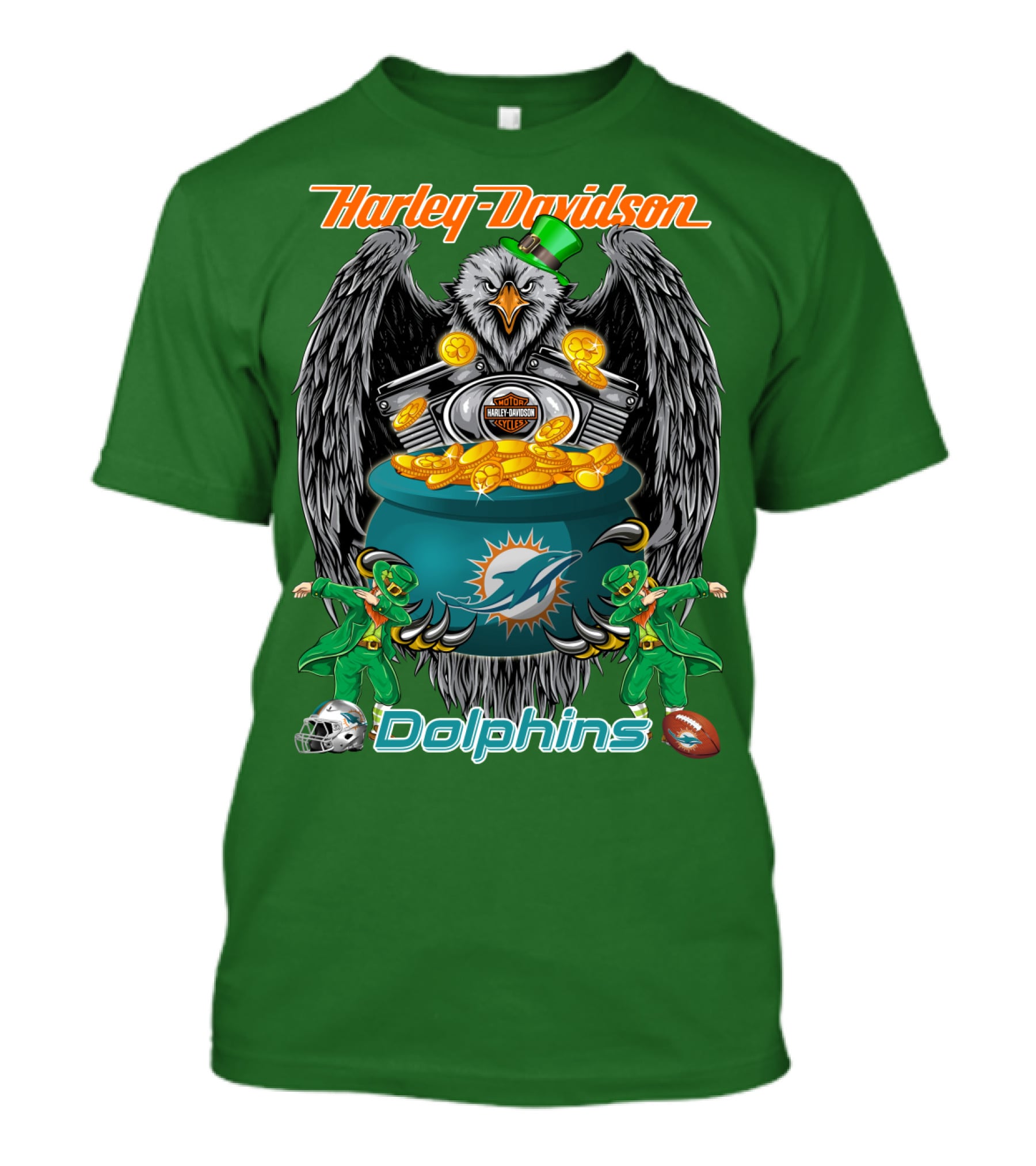 Harley Davidson Miami Dolphins Nfl Eagle Gold Coins T-Shirt