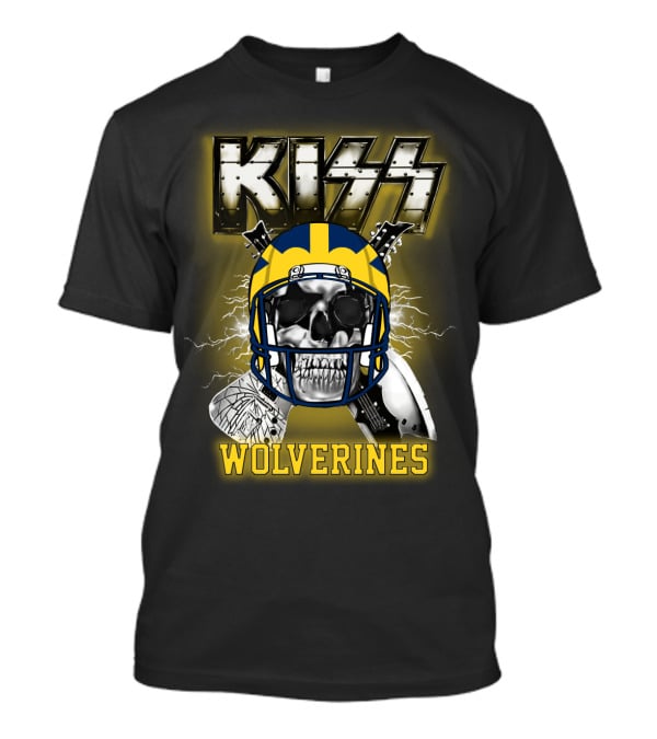 Kiss Wolverines Skull Helmet T-Shirt