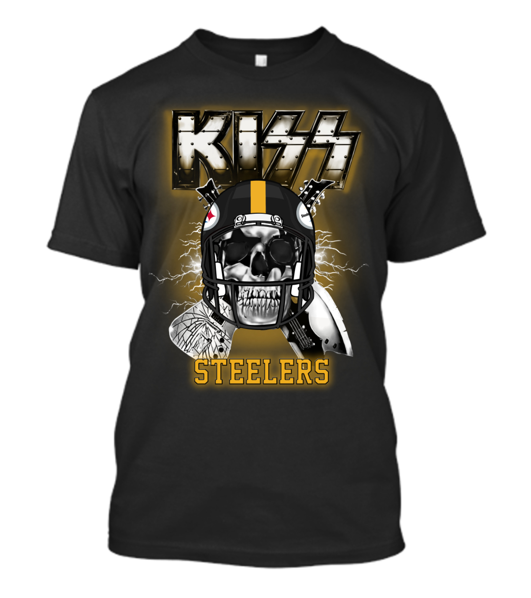 Kiss Steelers Skull Helmet T-Shirt