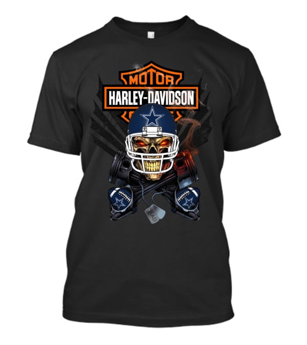 Harley Davidson Motor Nfl Dc Cowboys Skull T-Shirt