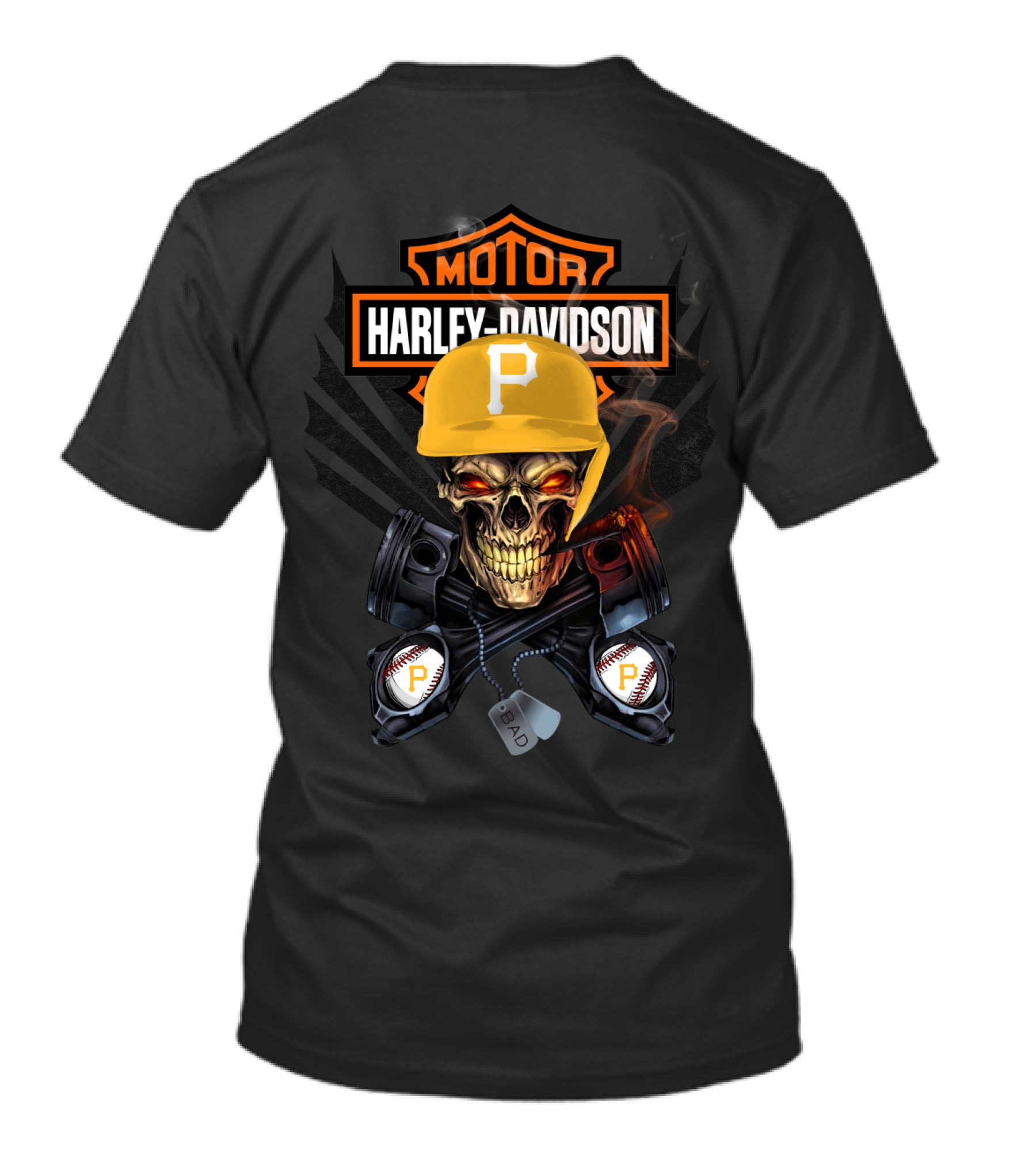 Harley Davidson Motor Skull Pittsburgh Baseball P Hat T-Shirt