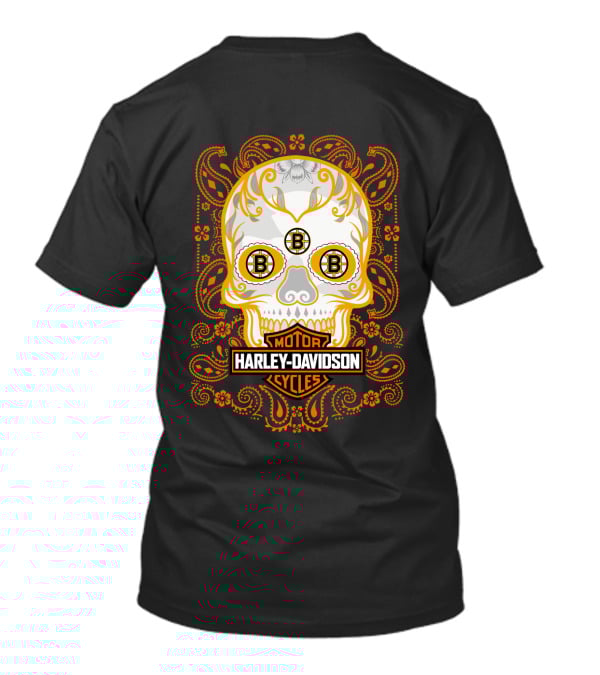 Harley Davidson Motor Cycles Boston Bruins Nhl Sugar Skull T-Shirt