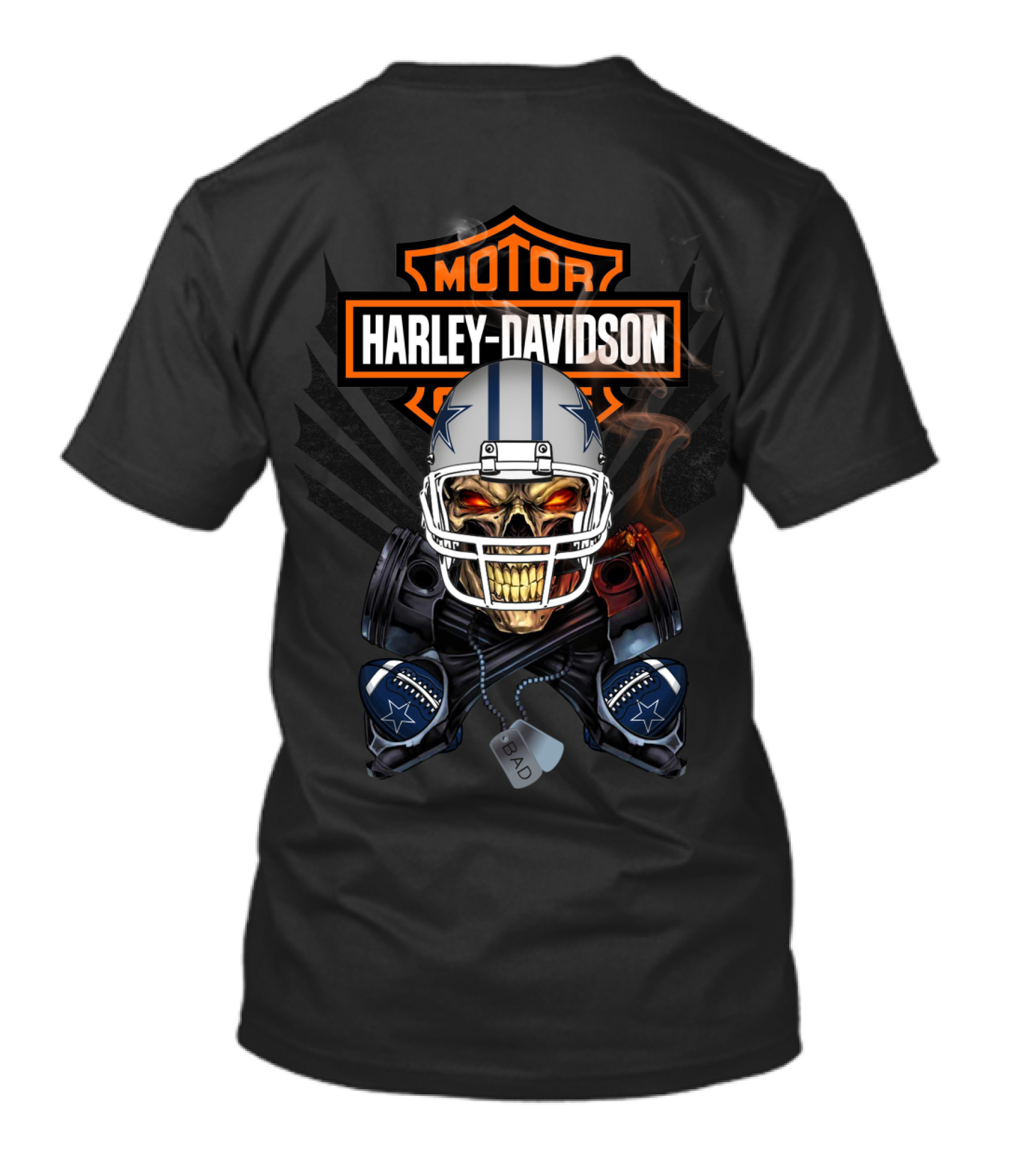 Dallas Cowboys Harley Davidson Motor Skull Helmet T-Shirt