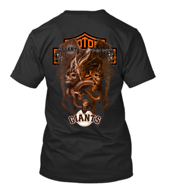 Mlb Sfg Giants Harley Davidson Skull And Dragon T-Shirt