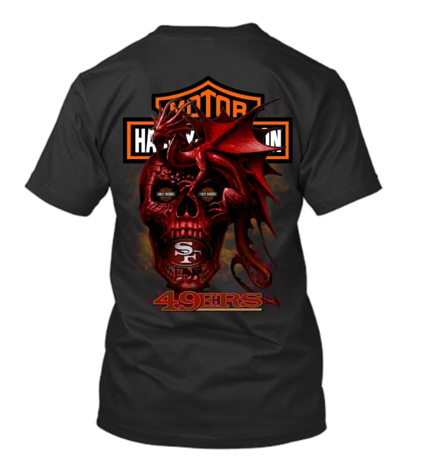 Motor Harley Davidson San Francisco 49ers Dragon Skull 49ers T-Shirt