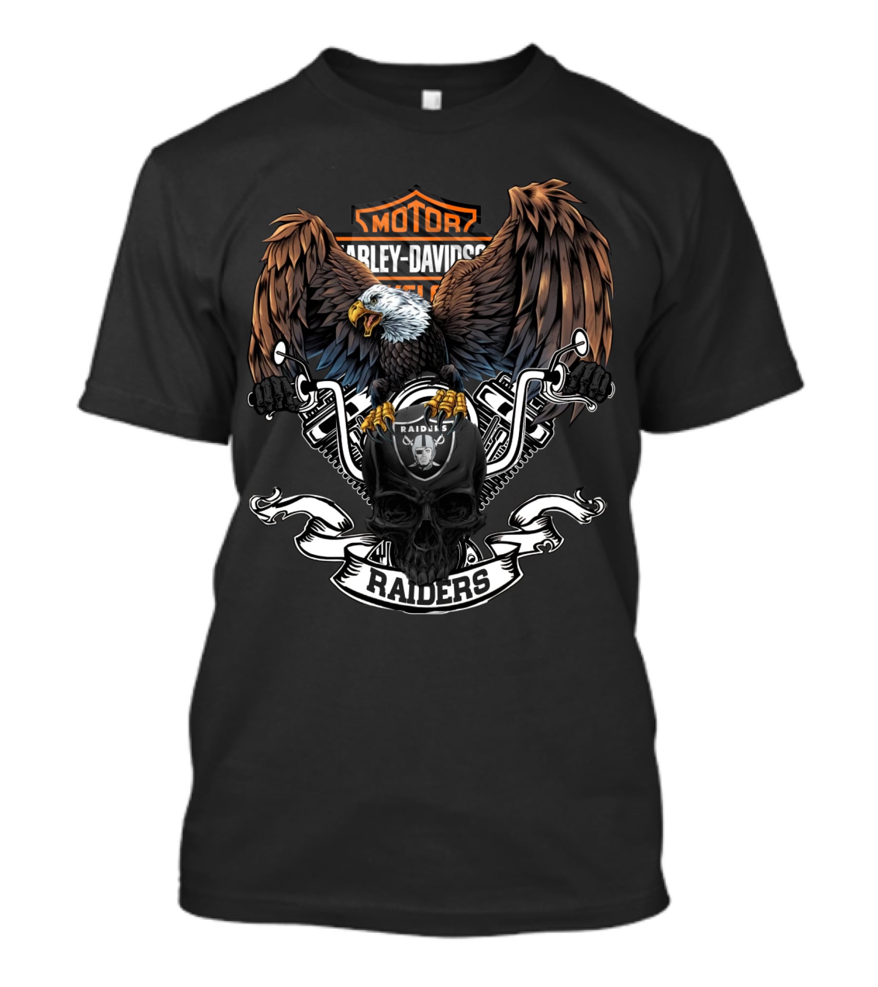 Nfl Oakland Raiders Harley Davidson Eagle Skull Motor Raiders T-Shirt