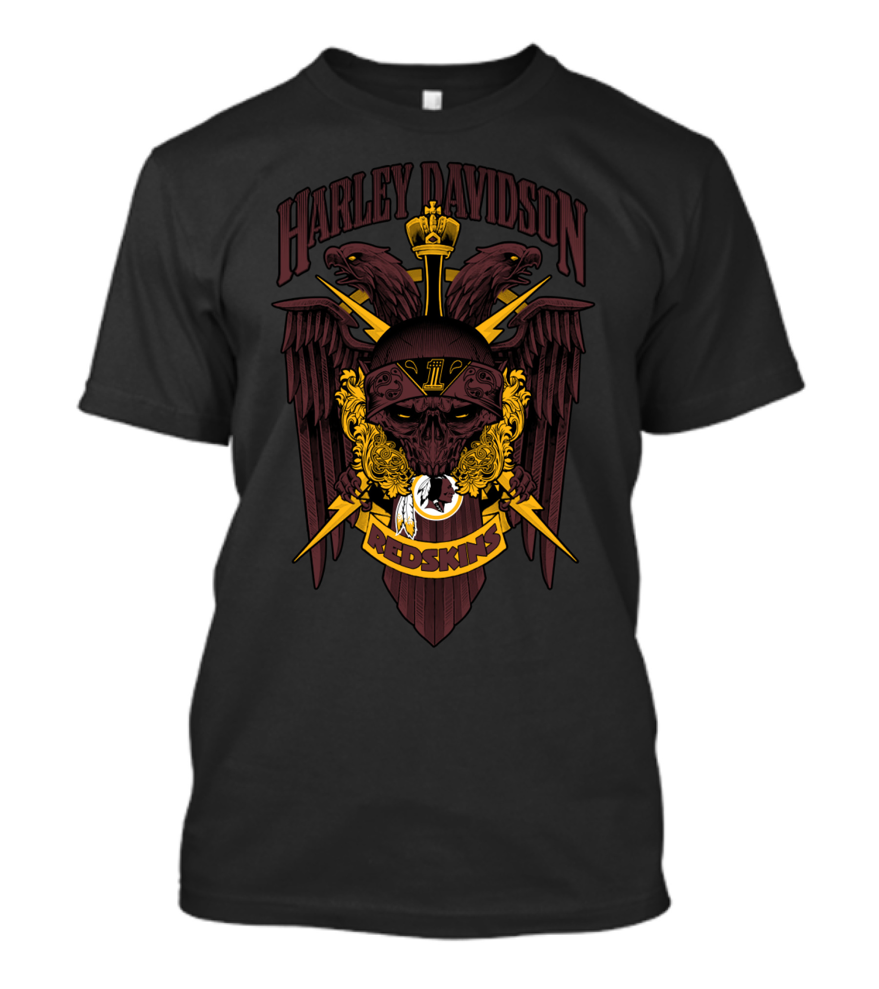 Harley Davidson Washington Redskins Nfl 131 Logo Vintage Style T-Shirt