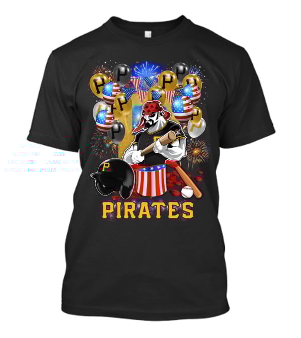 Mlb Pittsburgh Pirates Patriotic Fireworks Baseball Celebration T-Shirt