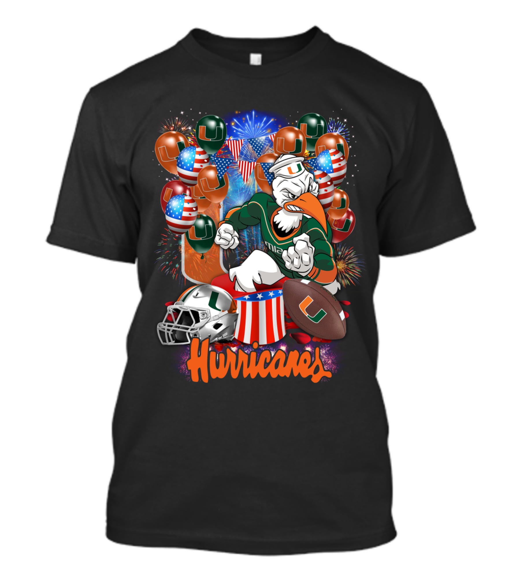 Miami Hurricanes Football Fireworks And Patriotic Celebration T-Shirt