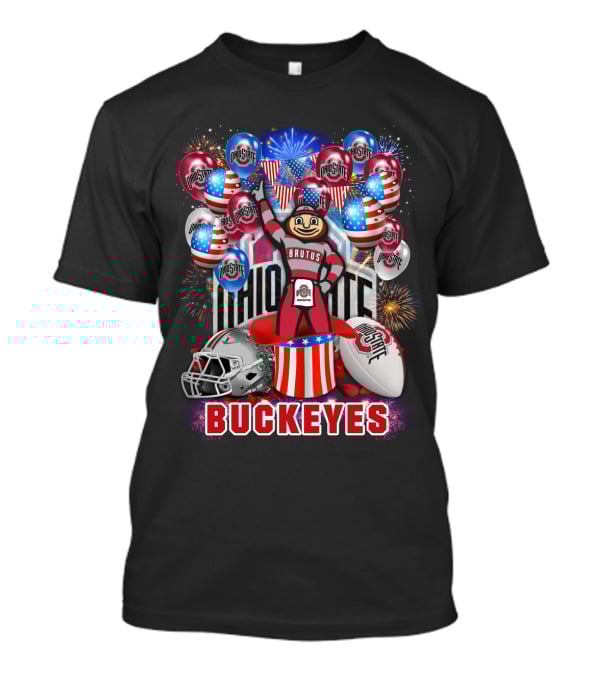 Ncaa Ohio State Buckeyes Brutus Mascot Fireworks And Balloons Celebration T-Shirt