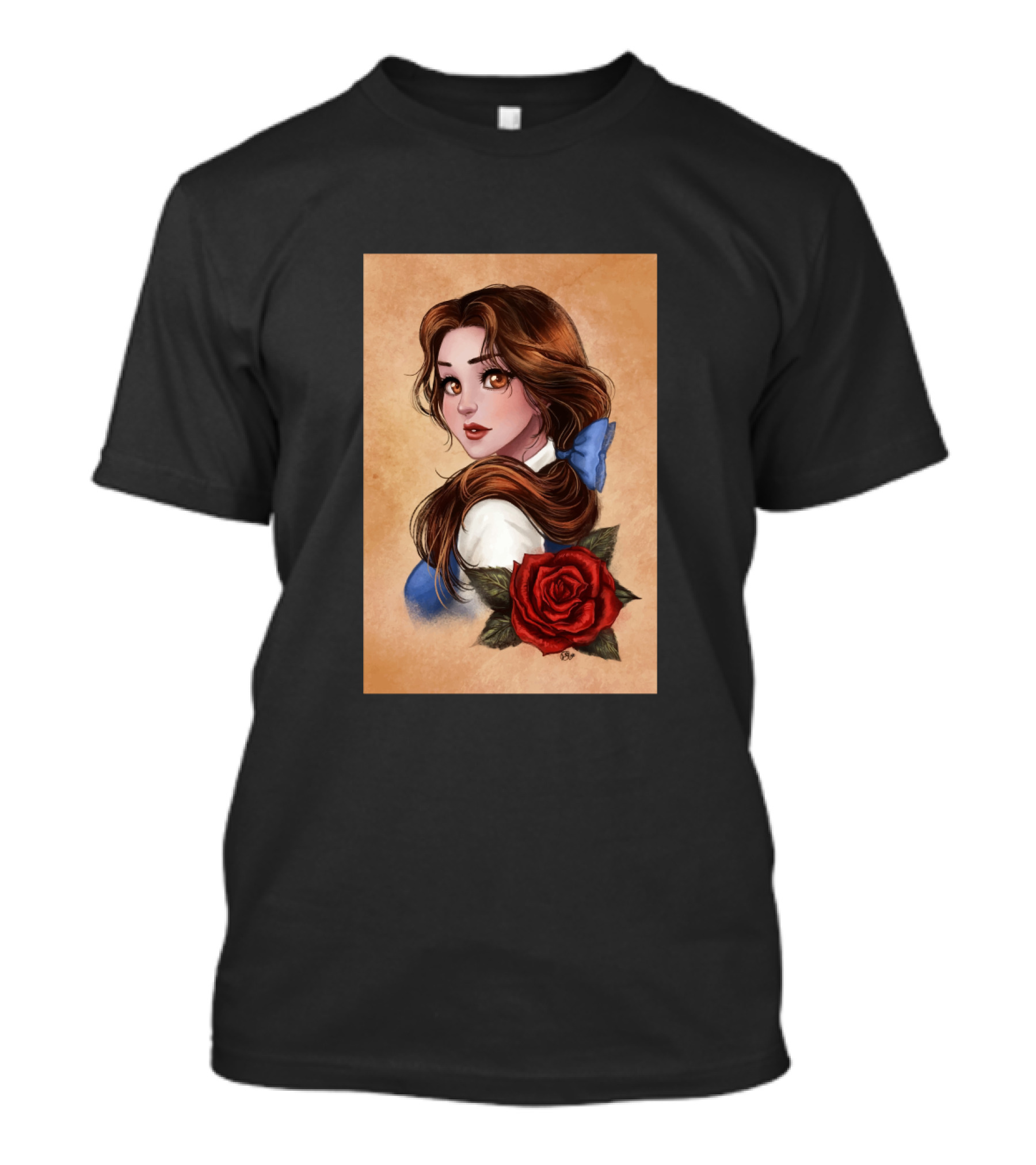 Great Picture Girl Rose With Blue Bow Brown Hair T-Shirt