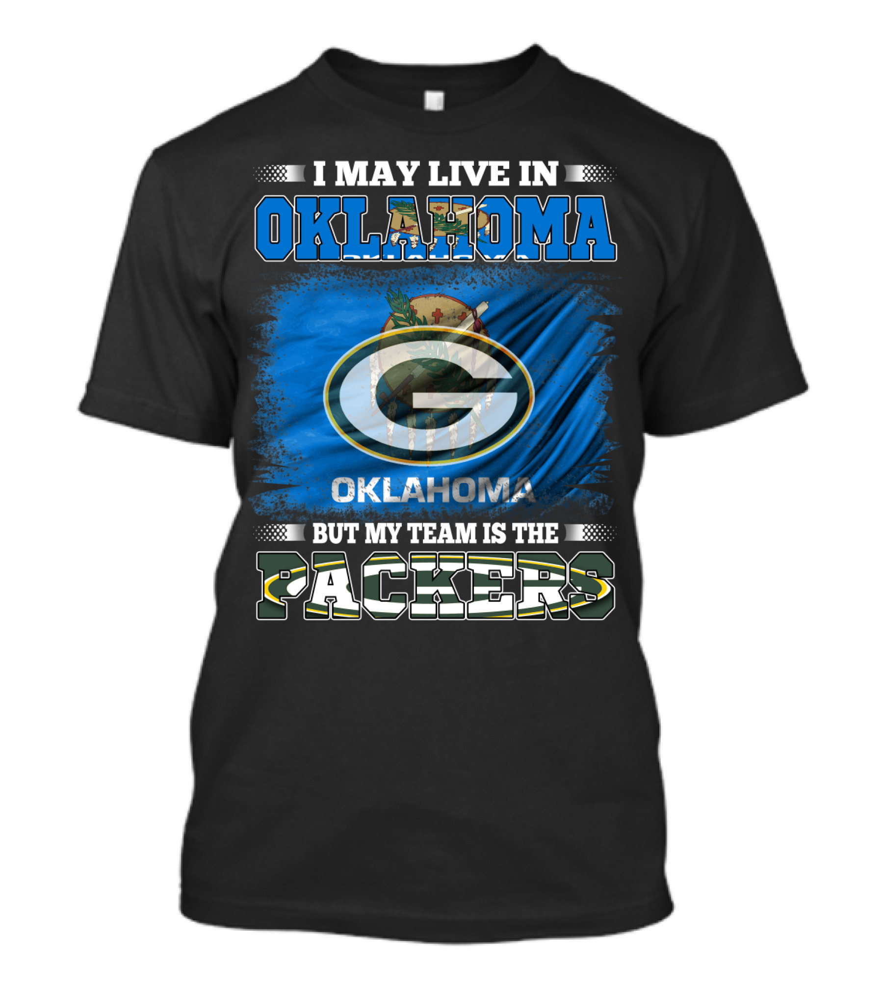 Oklahoma Loyalty To Packers Team With Oklahoma Flag And Packers T-Shirt