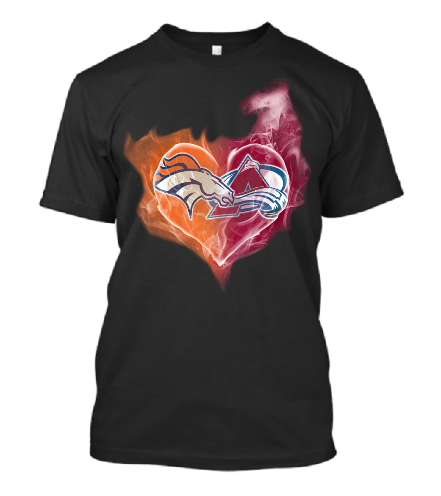 Broncos Colorado Avalanche Heart Flame T-Shirt