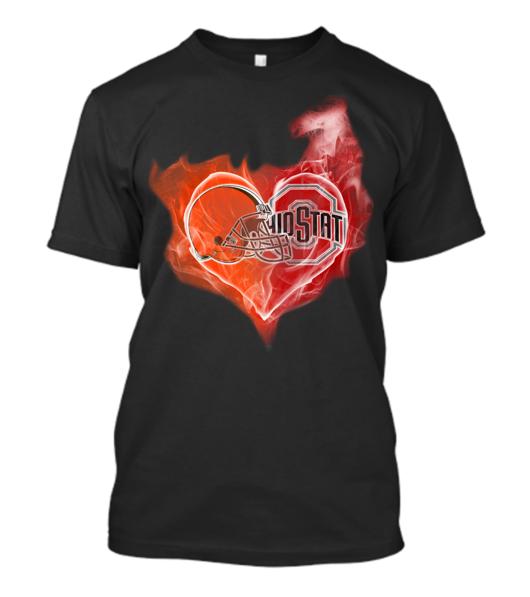 Browns Ohio State Buckeyes Flaming Heart T-Shirt