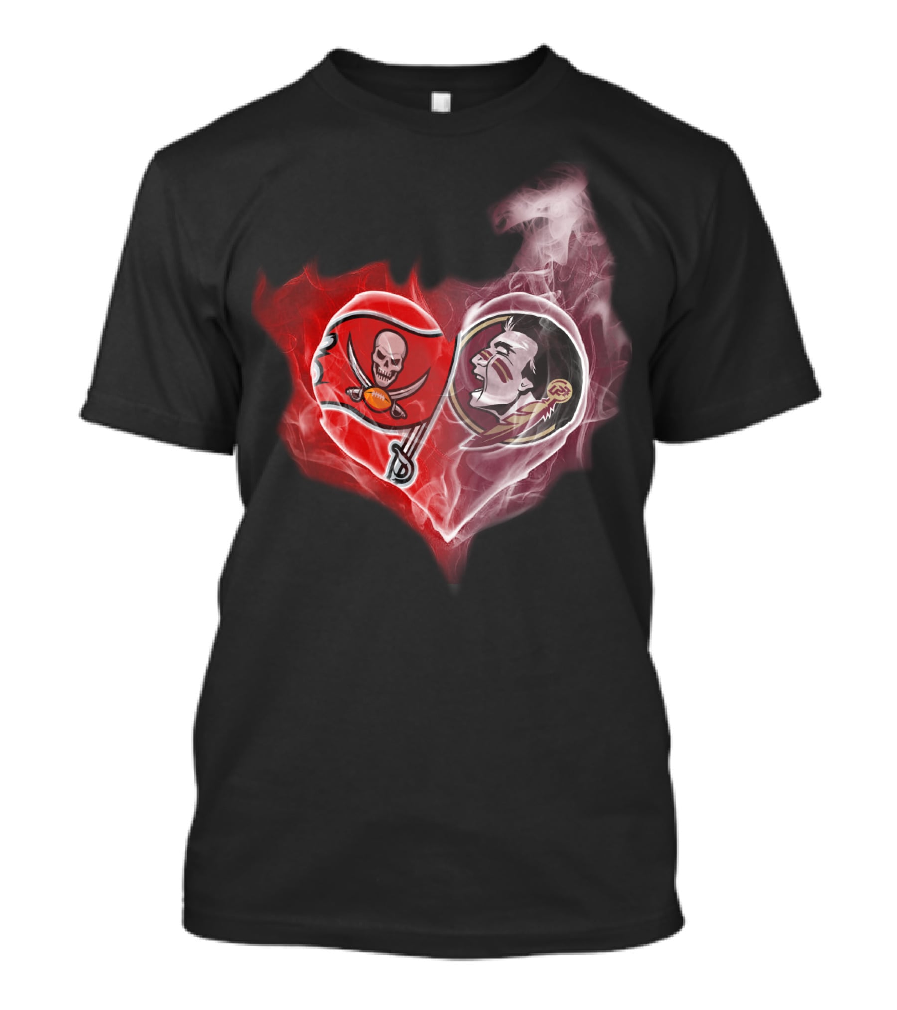 Buccaneers Florida State Seminoles Heart Smoky T-Shirt