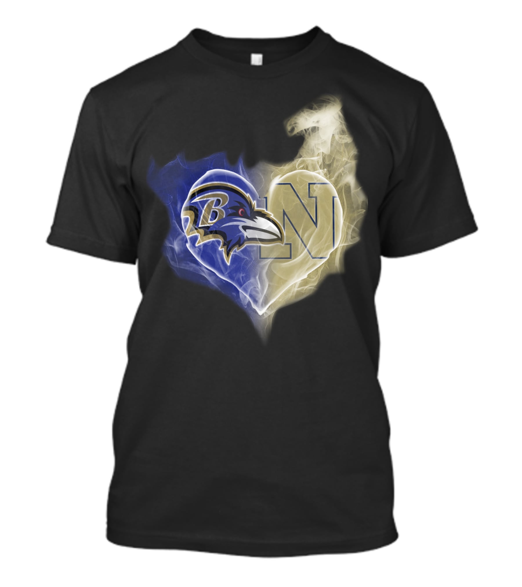 Ravens Navy Midshipmen Heart Smoke T-Shirt