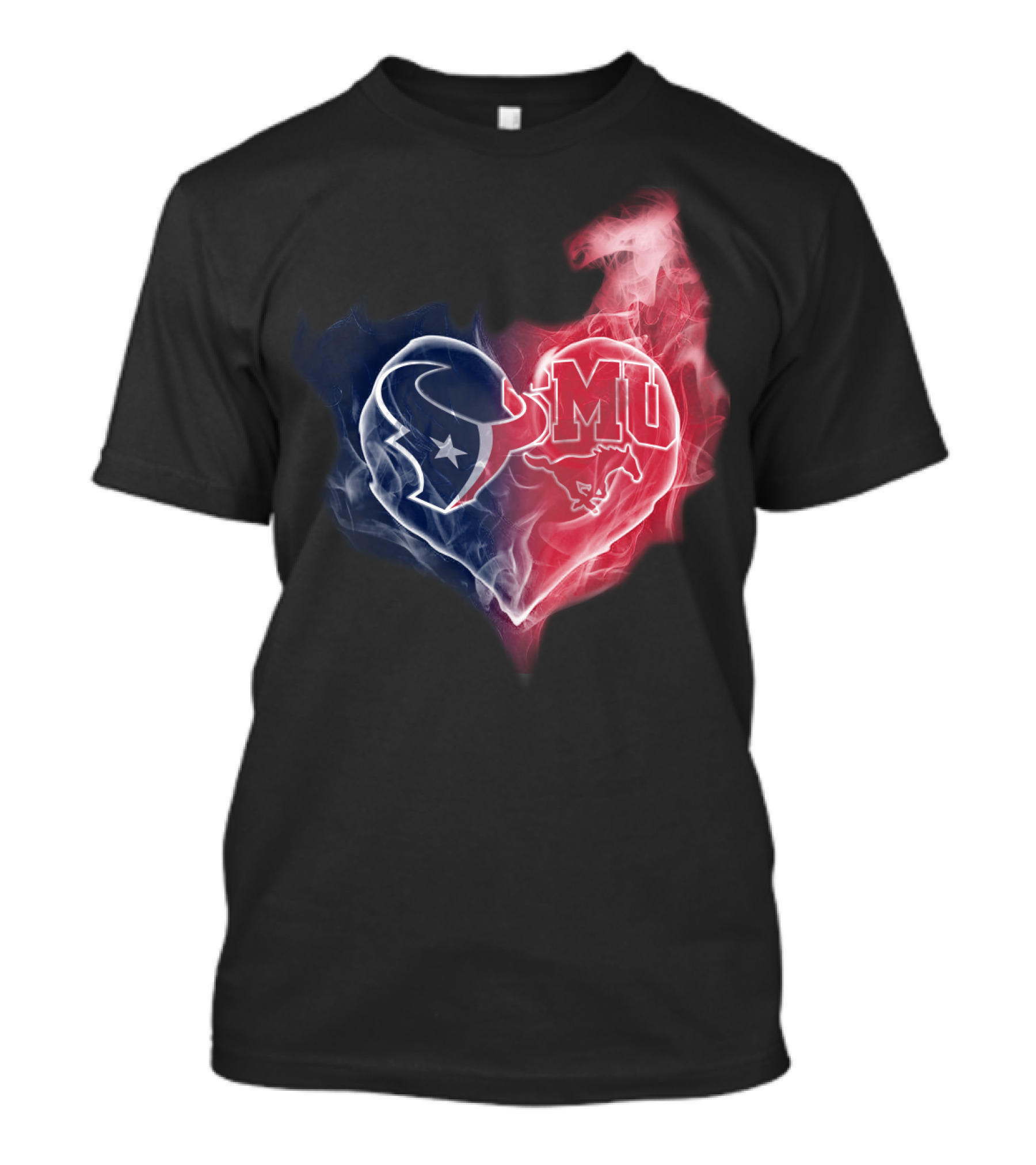 Texans SMU Mustangs Heart Logo Fusion T-Shirt