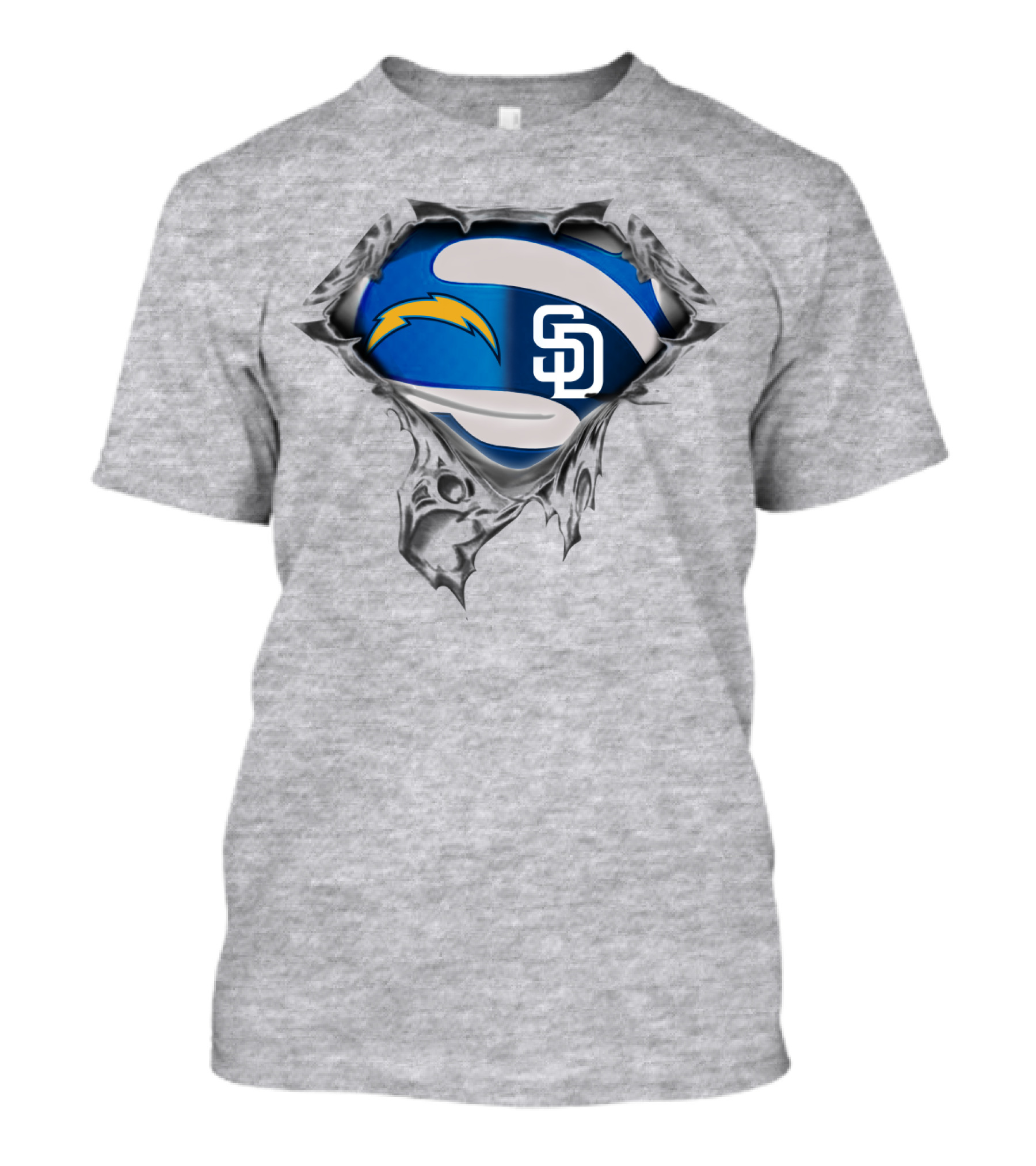 Chargers Padres Superhero Logo Fusion T-Shirt