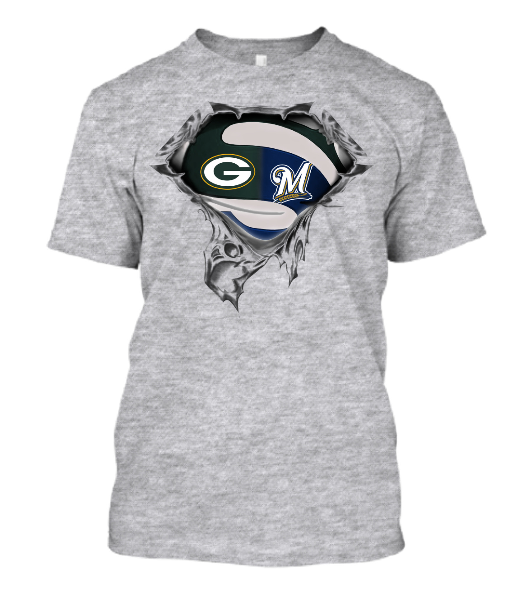Green Bay Packers Milwaukee Brewers Logo Mashup T-Shirt